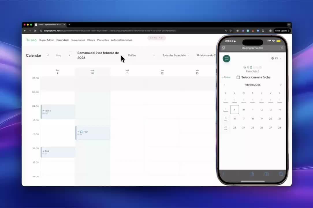 La página de reservas de tu clínica